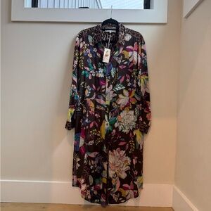 Johnny Was Multicolor Floral Long Sleeve Dress